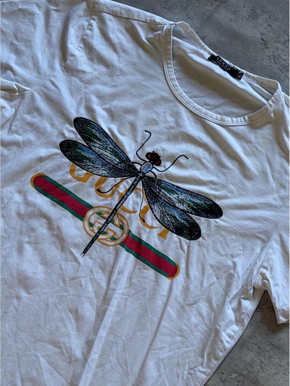 Vintage Designer Dragonfly Graphic Slub Tee Woman’s Sz XL